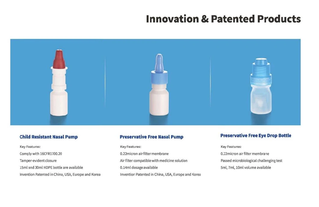 HDPE Liquid Bottles/Nasal Spray Pump/Oral Spray Pump/Topical Spray Pump/Ear Spray Pump/Closures/Dose Inhaler